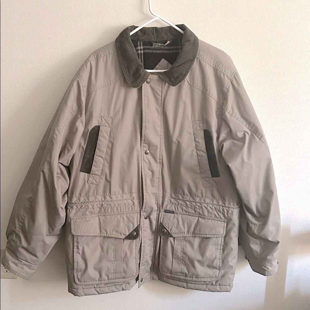 Men's BP Grizzly Tan Military Utility Corduroy Collar Snap Pockets Field Jacket